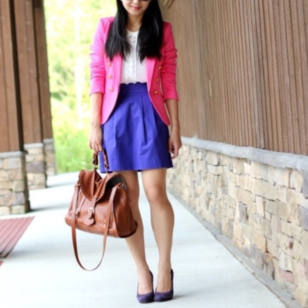 J. Crew Purple Scalloped Sateen High Waist Skirt
